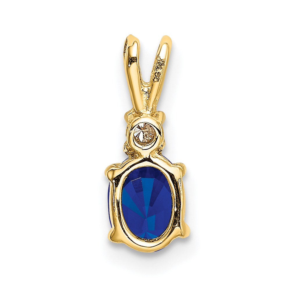 14k 6x4mm Oval Sapphire A Diamond pendant