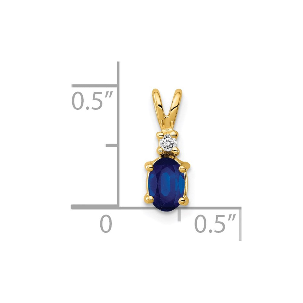 14k 6x4mm Oval Sapphire A Diamond pendant