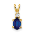 14k 6x4mm Oval Sapphire VS Diamond pendant