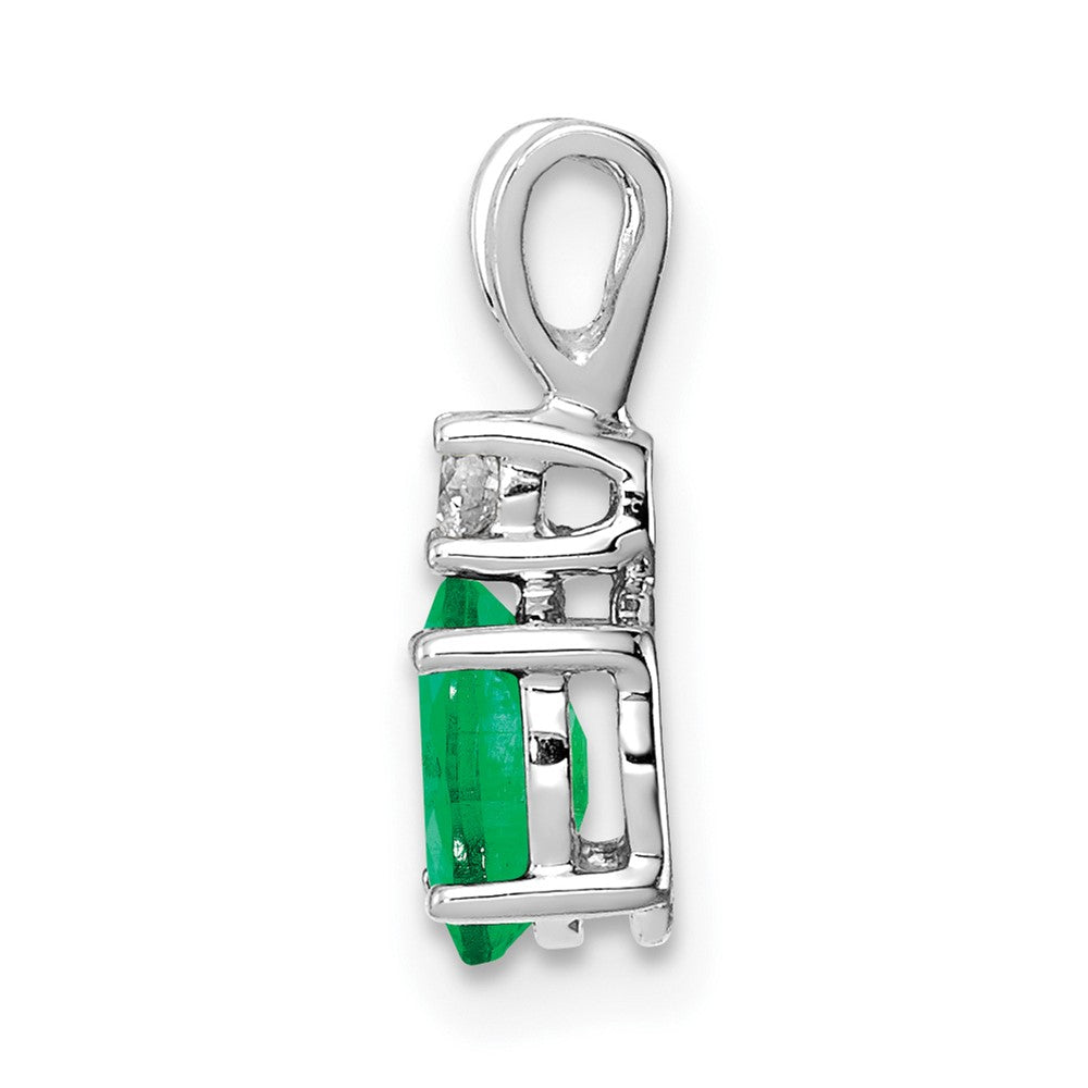14k White Gold 6x4mm Oval Emerald A Diamond pendant