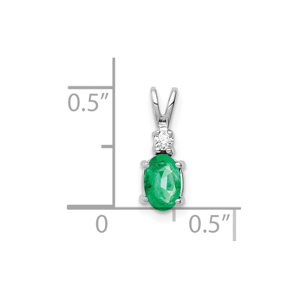 14k White Gold 6x4mm Oval Emerald AAA Diamond pendant