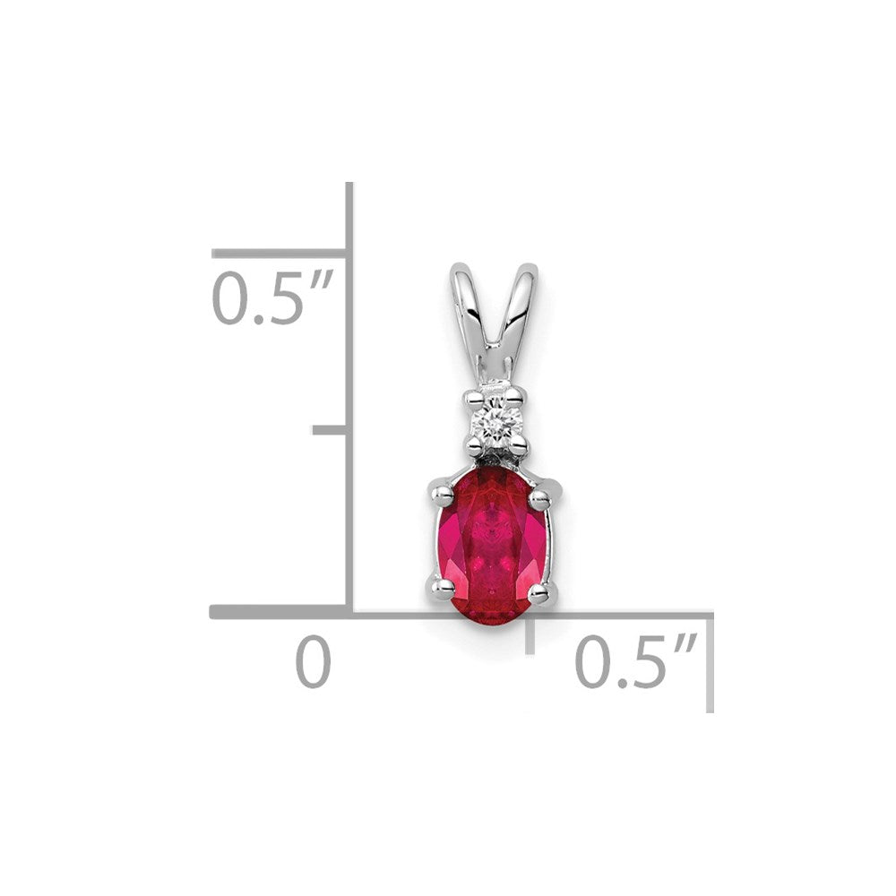 14k White Gold 6x4mm Oval Ruby AAA Diamond pendant