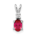 14k White Gold 6x4mm Oval Ruby A Diamond pendant