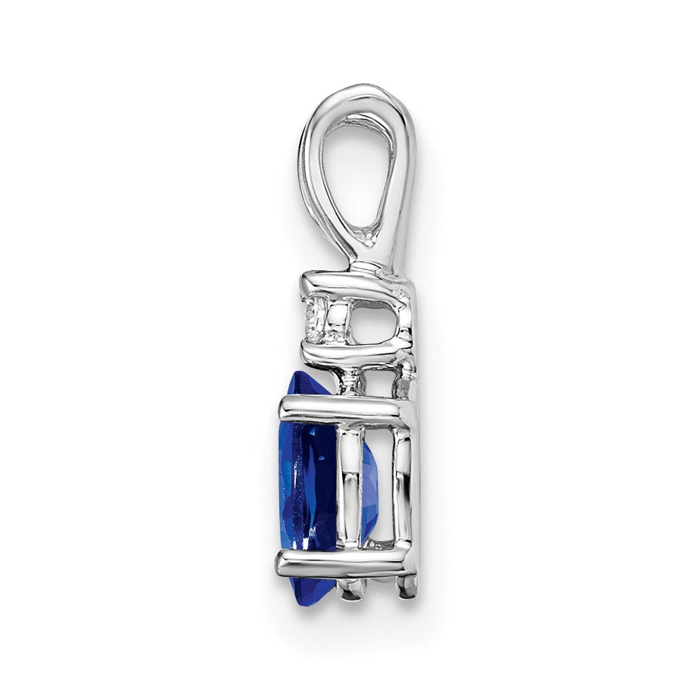 14k White Gold 6x4mm Oval Sapphire A Diamond pendant