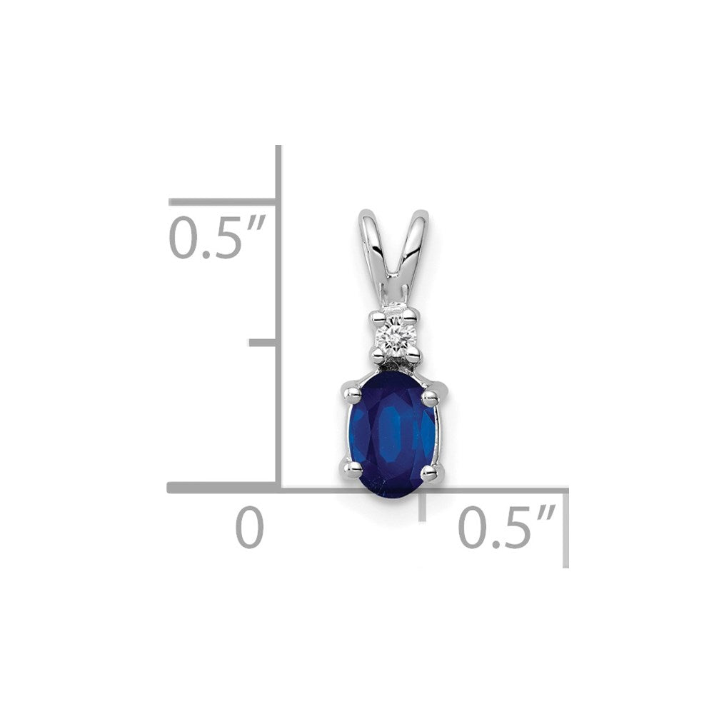 14k White Gold 6x4mm Oval Sapphire A Diamond pendant
