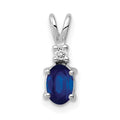 14k White Gold 6x4mm Oval Sapphire VS Diamond pendant