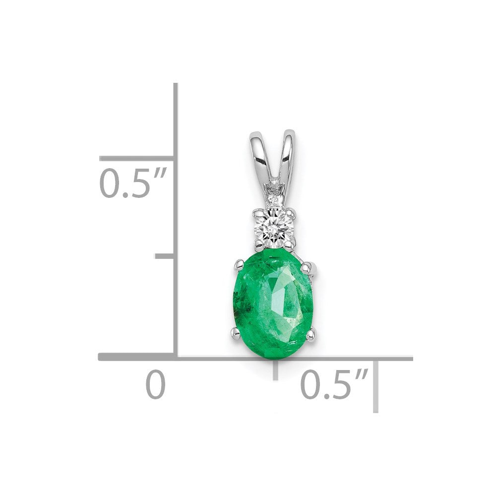 14k White Gold 7x5mm Oval Emerald AAA Diamond pendant