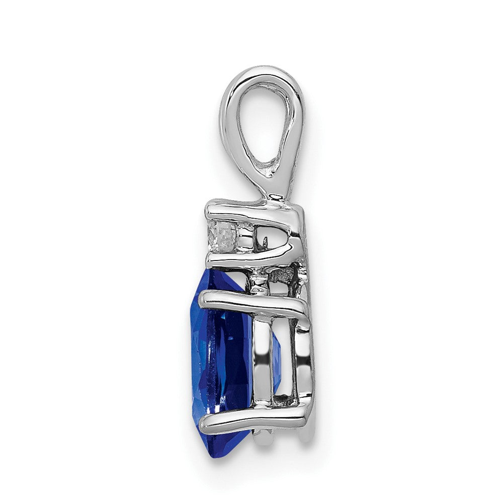 14k White Gold 7x5mm Oval Sapphire AAA Diamond pendant