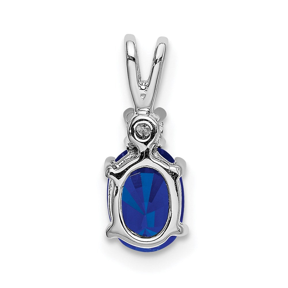 14k White Gold 7x5mm Oval Sapphire AAA Diamond pendant