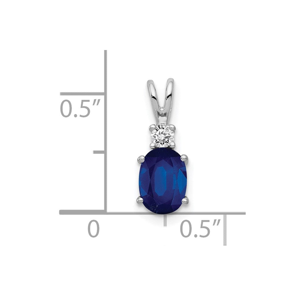 14k White Gold 7x5mm Oval Sapphire A Diamond pendant