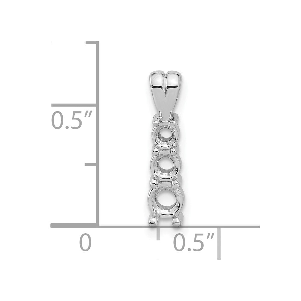 14k White Gold Small Three Stone Pendant Mounting