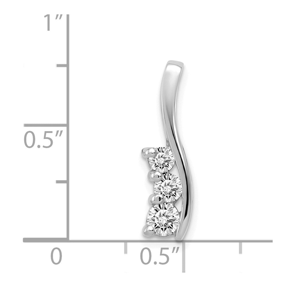 14k White Gold Small Three Stone Curved Bar Pendant Mounting