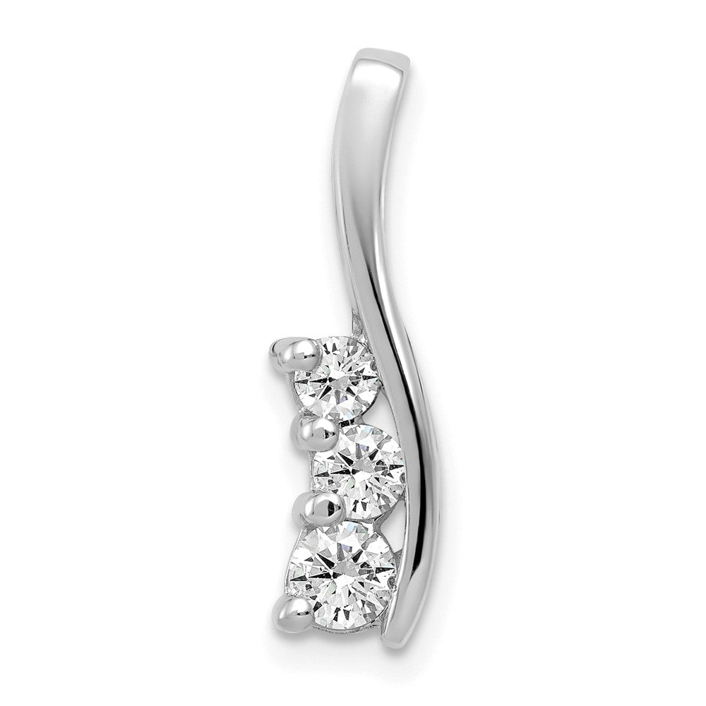 14k White Gold Small Three Stone Curved Bar Pendant Mounting