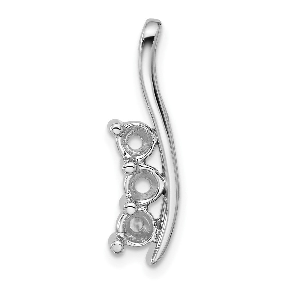 14k White Gold Three Stone Curved Bar Pendant Mounting