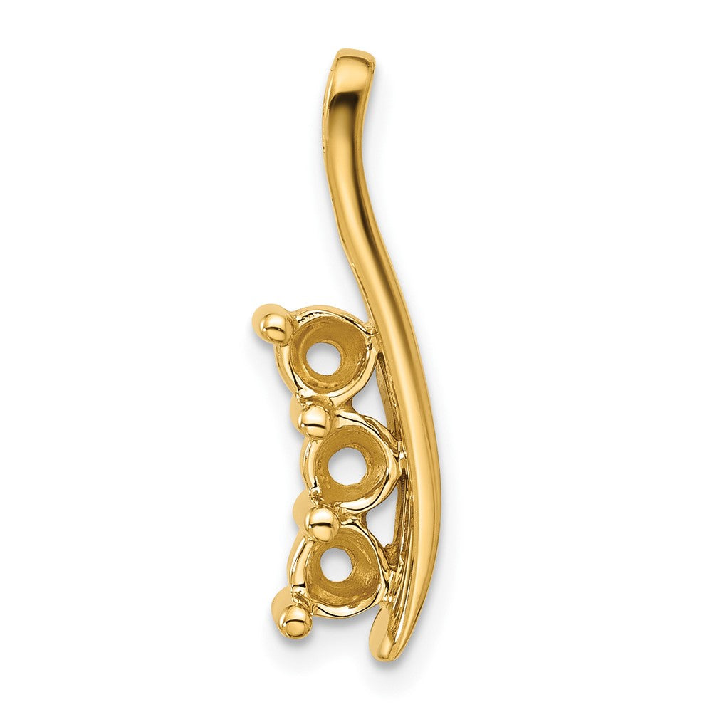 14k Large Three Stone Curved Bar Pendant Mounting
