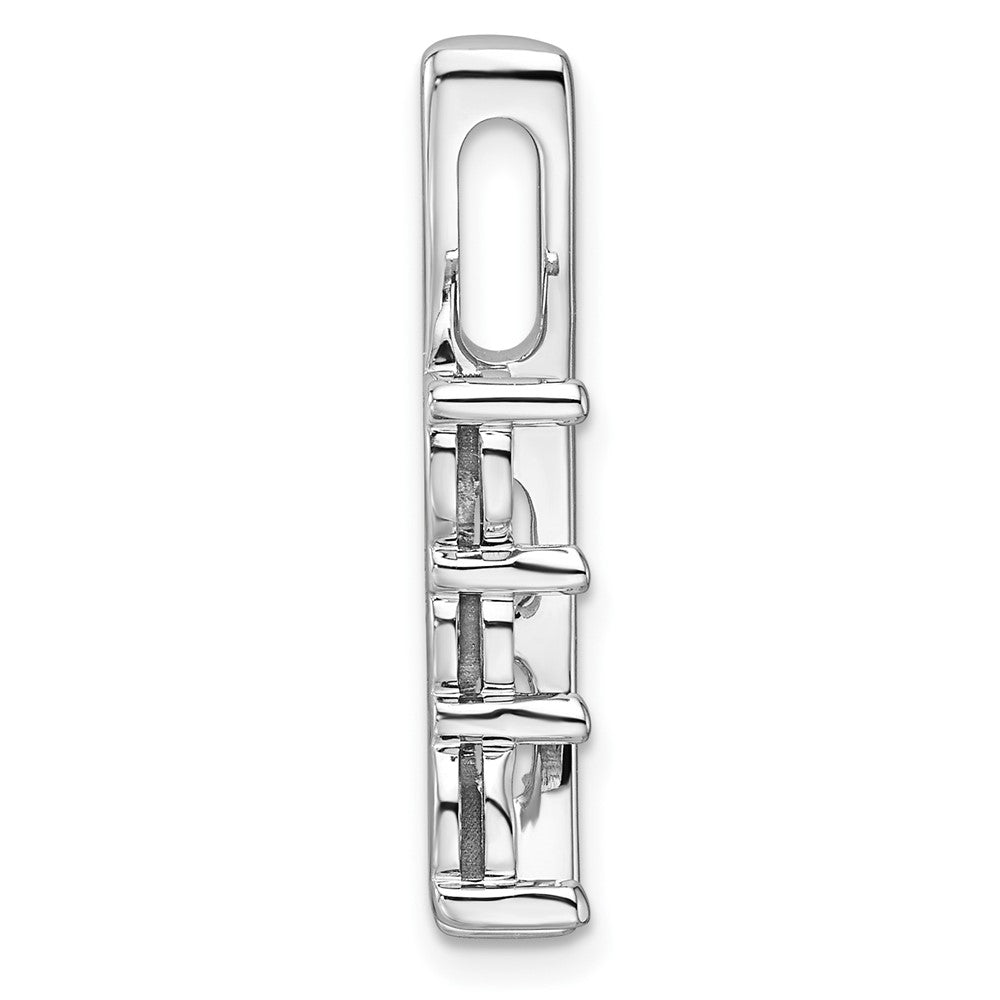 14k White Gold Large Three Stone Curved Bar Pendant Mounting