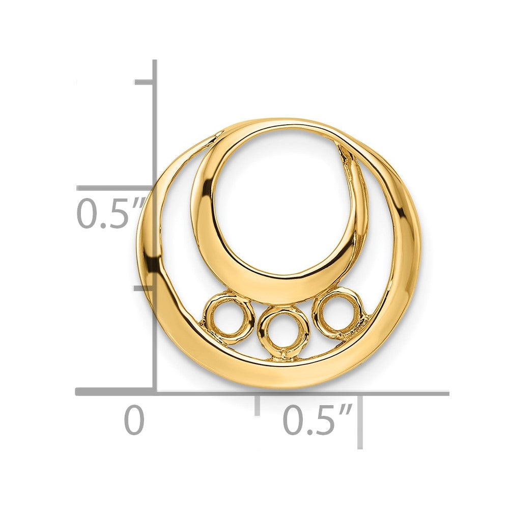 14k 3.2mm Three Stone Circles Chain Slide Mounting