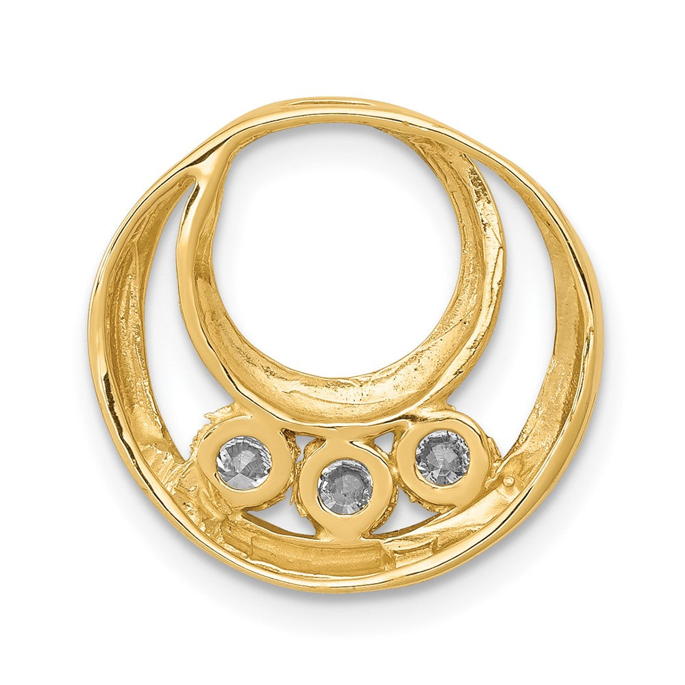 14k 3.2mm VS Diamond Three Stone Circles Chain Slide