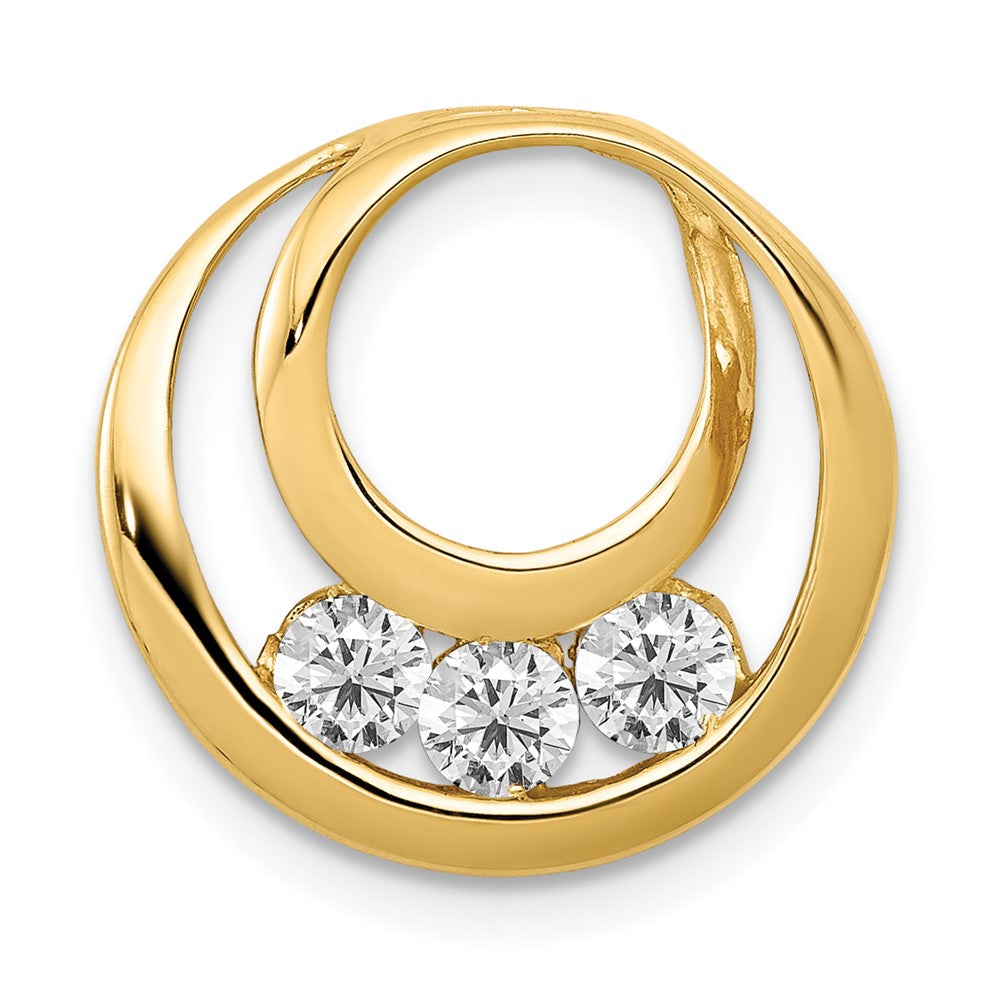 14k 3.2mm A Diamond Three Stone Circles Chain Slide