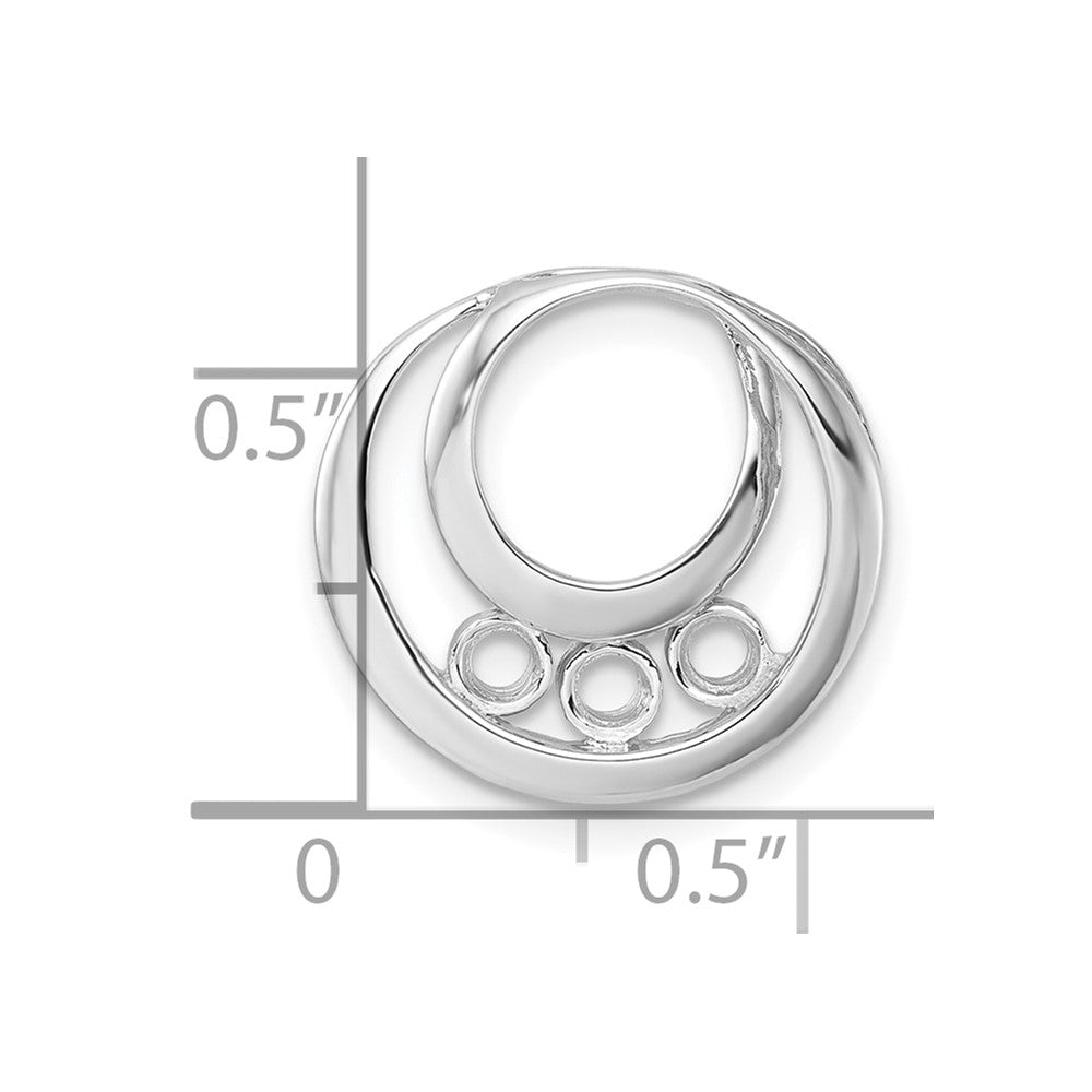 14k White Gold 3.2mm Three Stone Circles Chain Slide Mounting