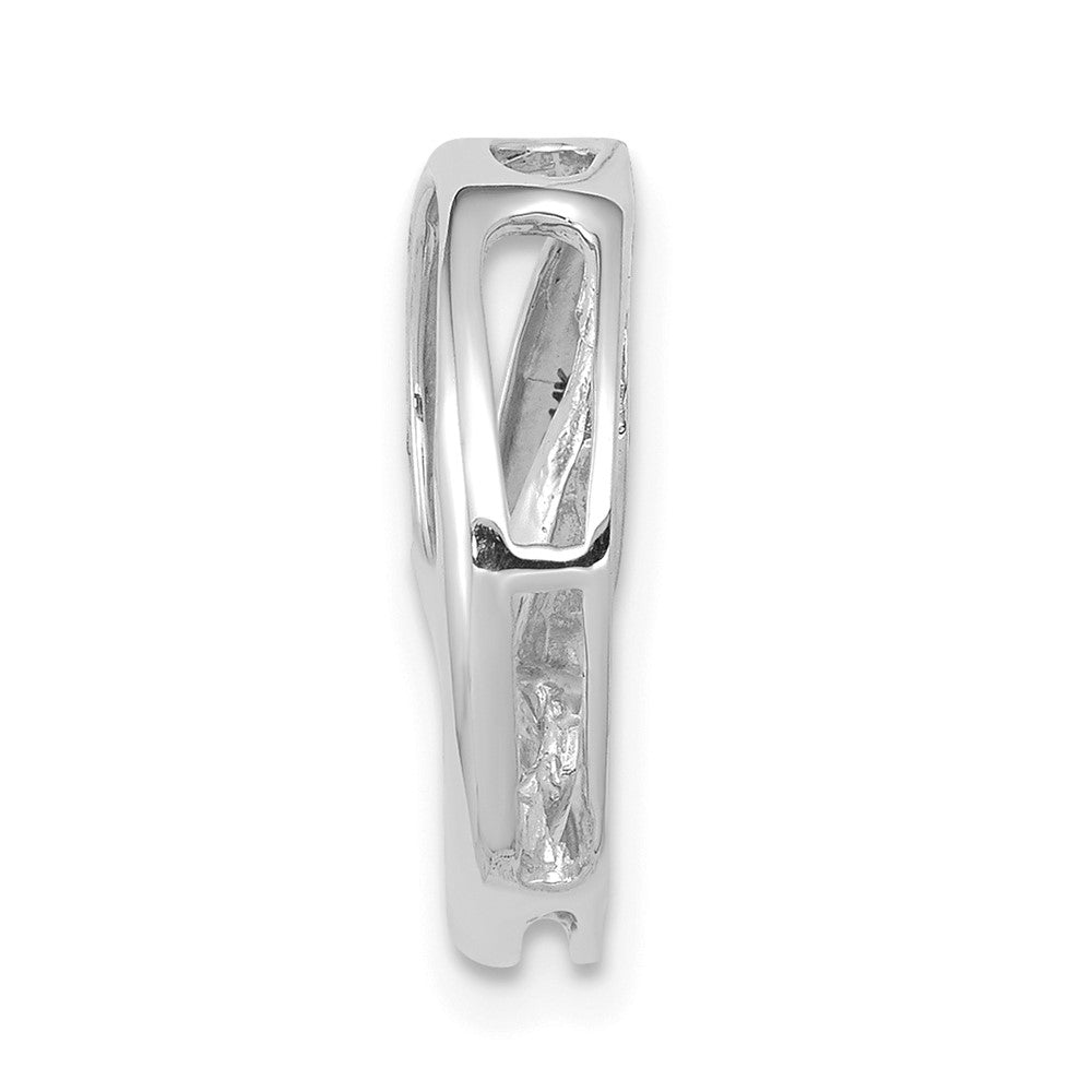 14k White Gold 3.2mm AA Diamond Three Stone Circles Chain Slide