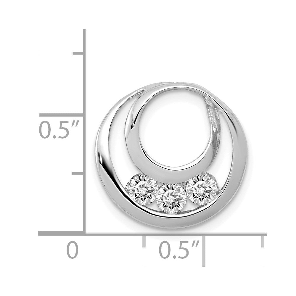 14k White Gold 3.2mm AAA Diamond Three Stone Circles Chain Slide