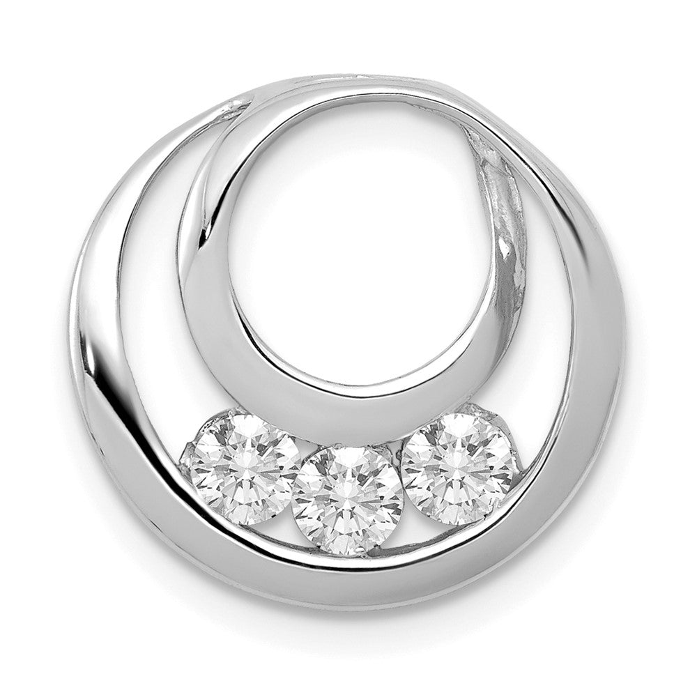 14k White Gold 3.2mm AAA Diamond Three Stone Circles Chain Slide