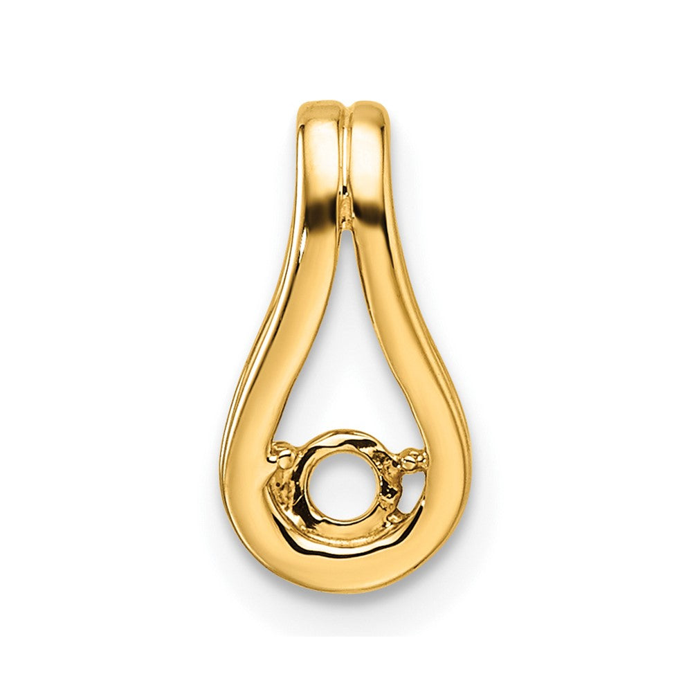 14k Holds 2.8mm stone, Teardrop Shape Slide Pendant Mounting