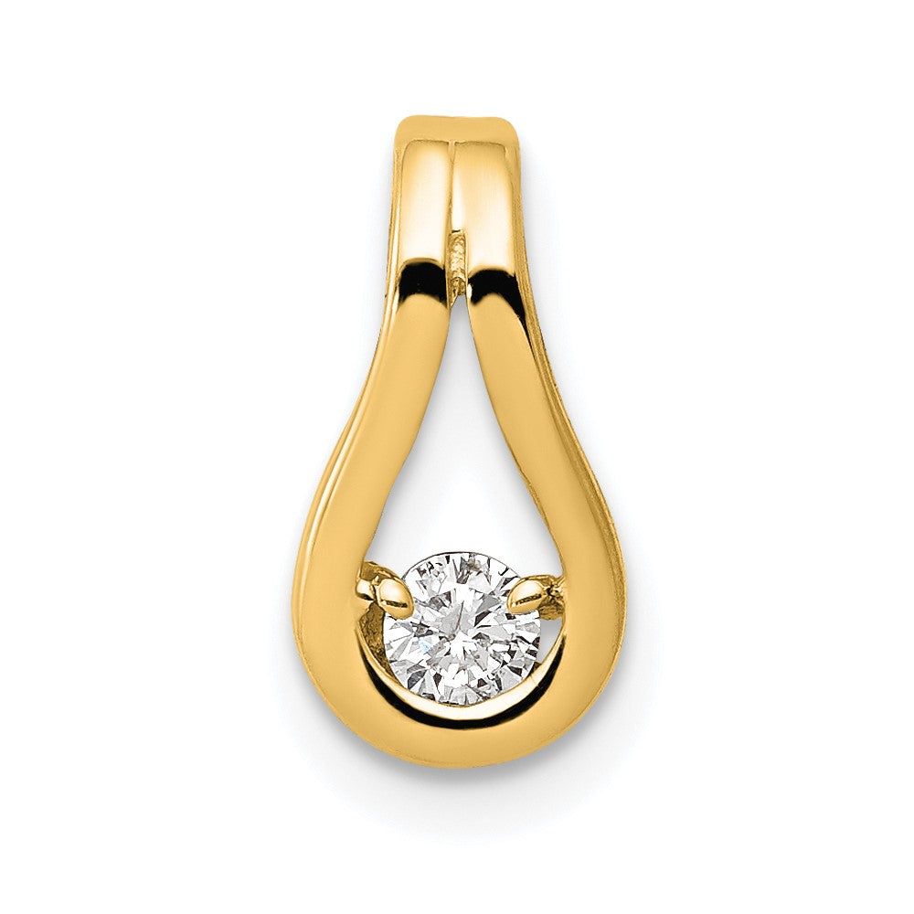 14k 2.8mm AAA Diamond Teardrop Shape Slide Pendant