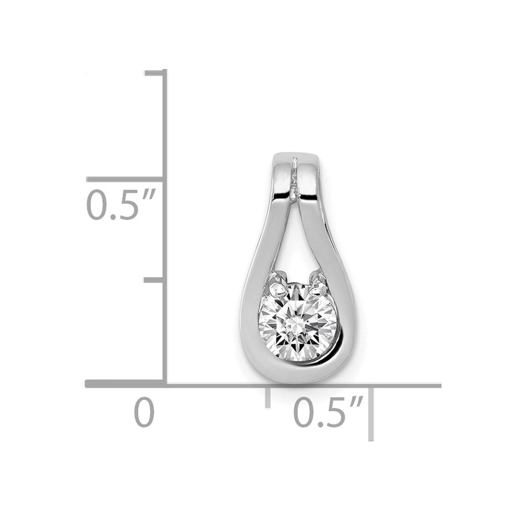 14k White Gold 4.7mm AA Diamond Teardrop Shape Slide Pendant