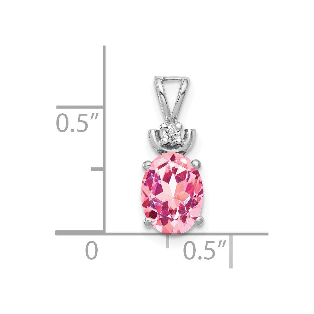 14k White Gold 8x6mm Oval Pink Tourmaline A Diamond Pendant