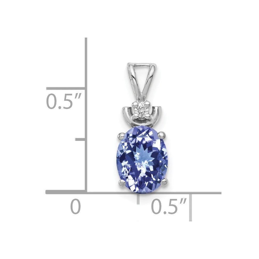 14k White Gold 8x6mm Oval Tanzanite AAA Diamond Pendant