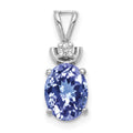 14k White Gold 8x6mm Oval Tanzanite AAA Diamond Pendant
