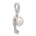 14k White Gold 5-6mm White Freshwater Cultured Pearl VS Diamond Pendant