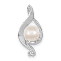 14k White Gold 5-6mm Round Freshwater Cultured Pearl A Diamond Pendant