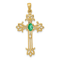 14k 5x3mm Oval Emerald cross pendant