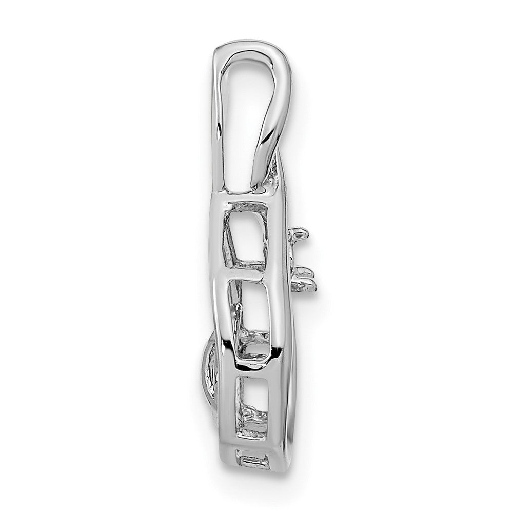 14k White Gold Holds 7mm Pearl & 2mm Diamond Pendant Mounting