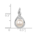 14k White Gold 7-8mm White Round FW Cultured Pearl & AA Diamond Pendant