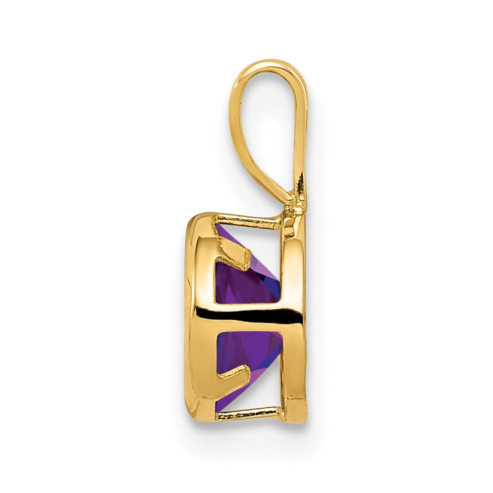 14k 6mm Amethyst bezel pendant