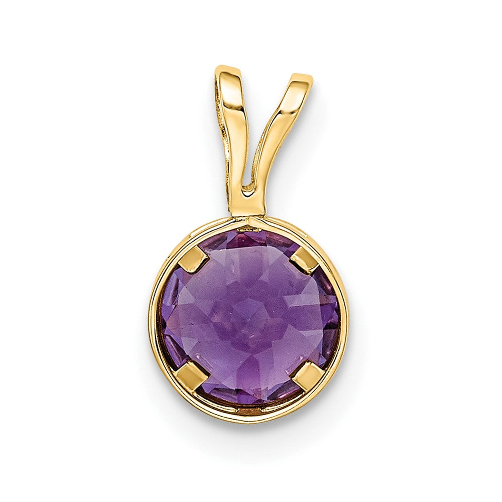14k 6mm Amethyst bezel pendant