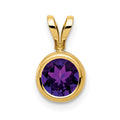 14k 6mm Amethyst bezel pendant