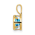 14k 6mm Blue Topaz bezel pendant