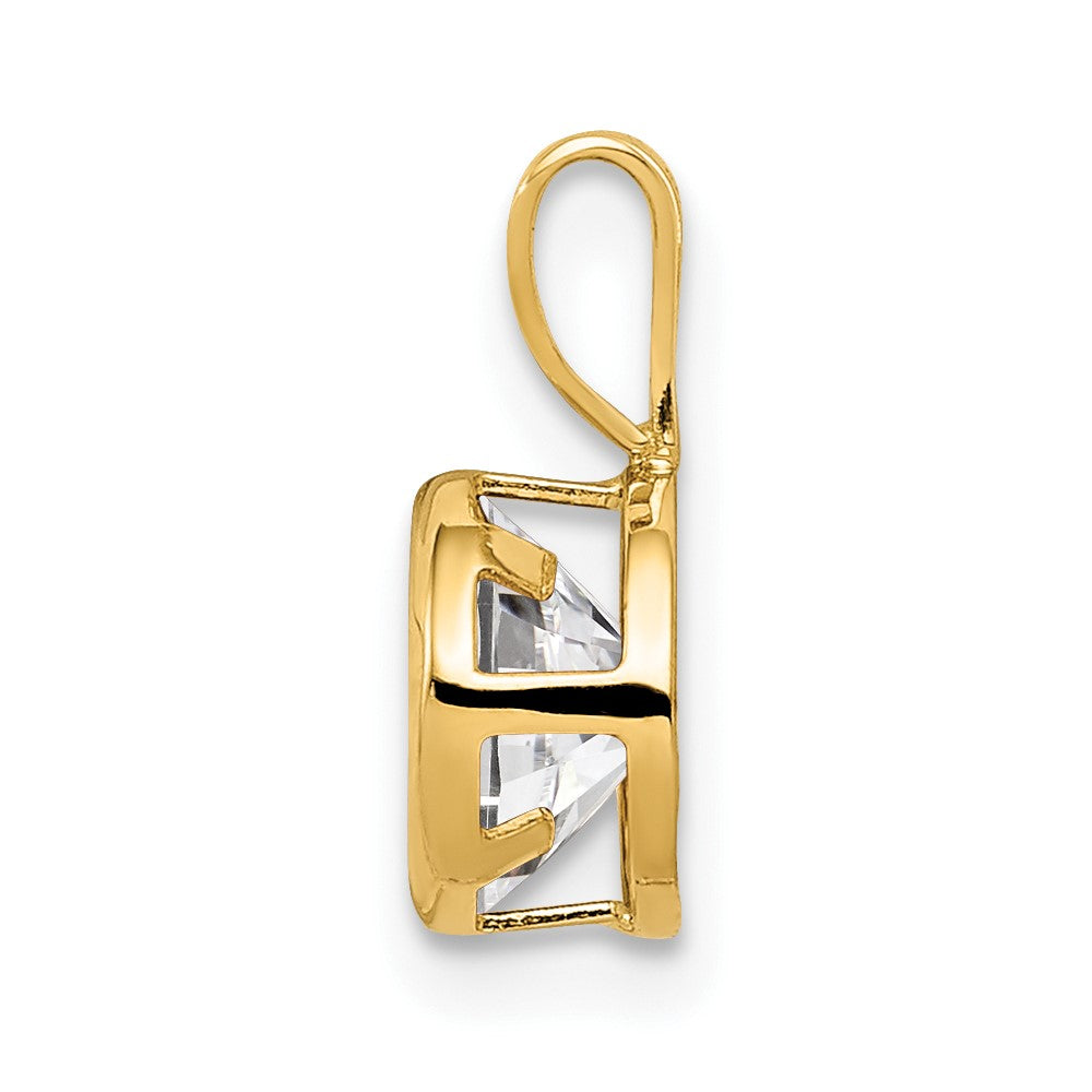 14k 6mm Cubic Zirconia bezel pendant
