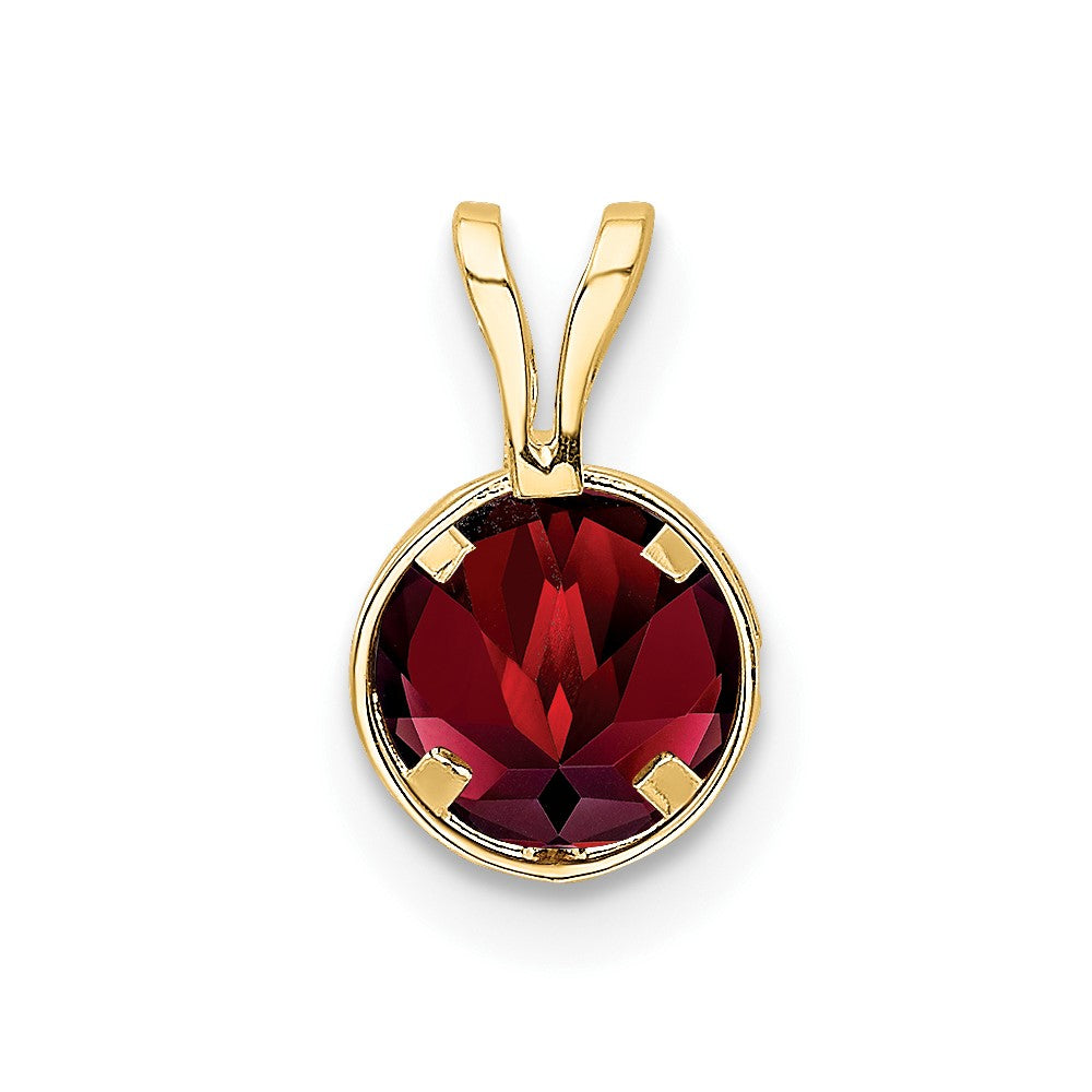 14k 6mm Garnet bezel pendant