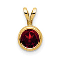 14k 6mm Garnet bezel pendant