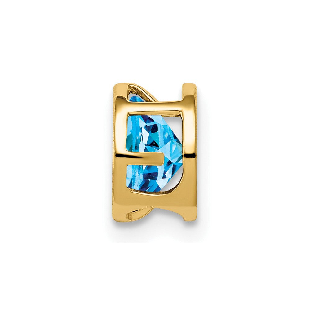 14k 6mm Blue Topaz bezel pendant