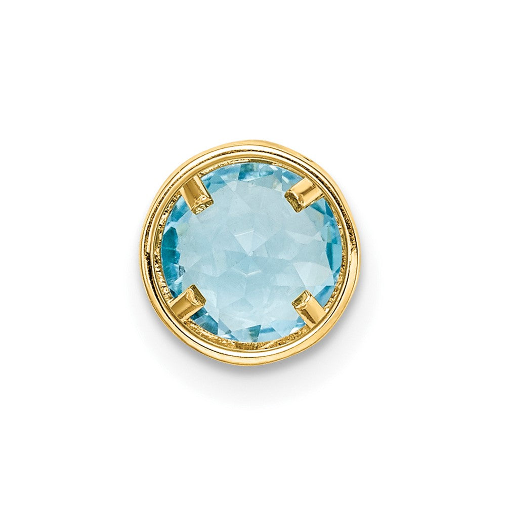 14k 6mm Blue Topaz bezel pendant