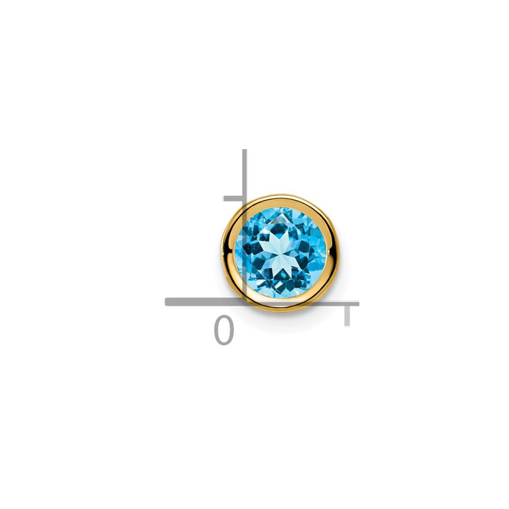14k 6mm Blue Topaz bezel pendant
