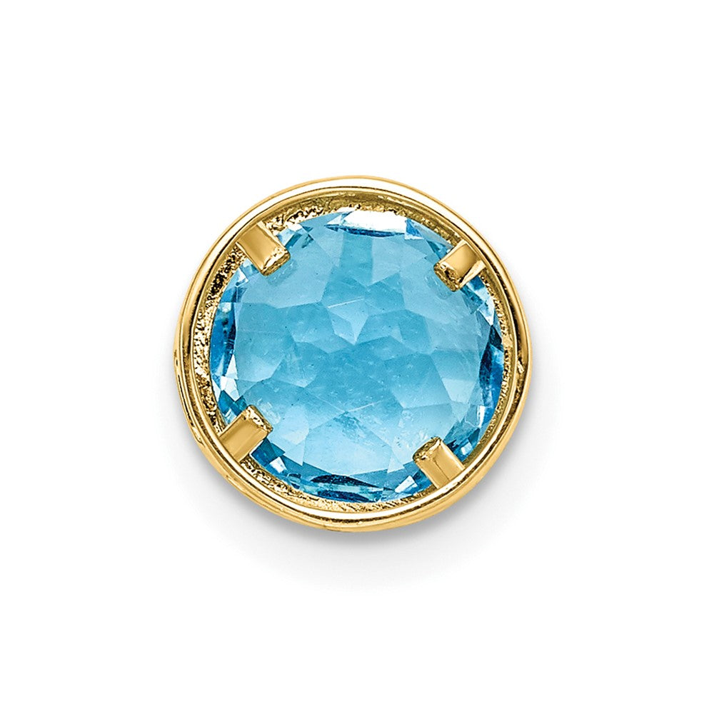 14k 7mm Blue Topaz bezel pendant
