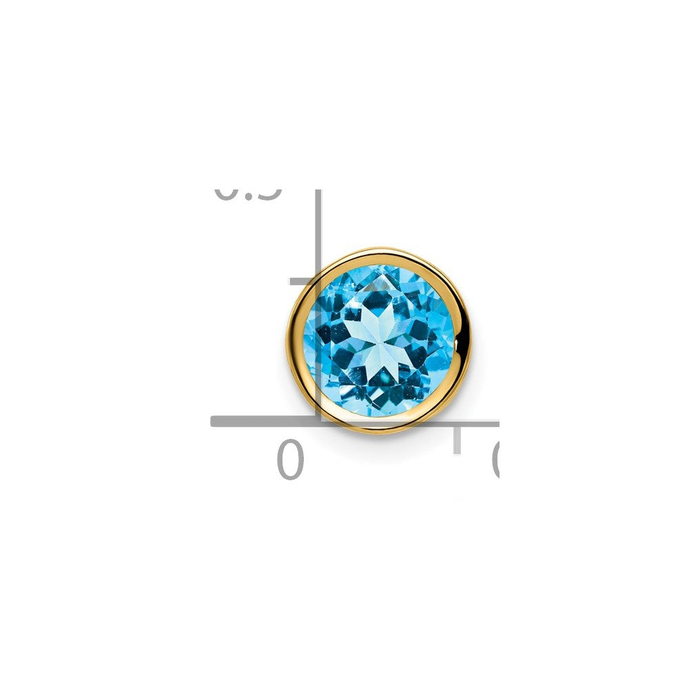 14k 7mm Blue Topaz bezel pendant